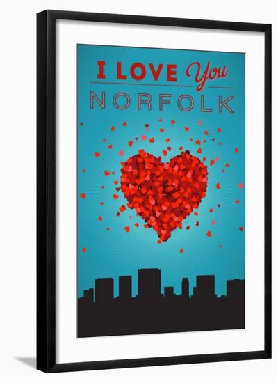 I Love You Norfolk, Virginia-Lantern Press-Framed Art Print