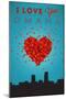 I Love You Omaha, Nebraska-Lantern Press-Mounted Art Print