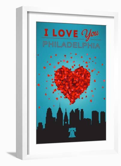I Love You Philadelphia-Lantern Press-Framed Art Print