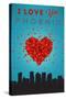 I Love You Phoenix, Arizona-Lantern Press-Stretched Canvas