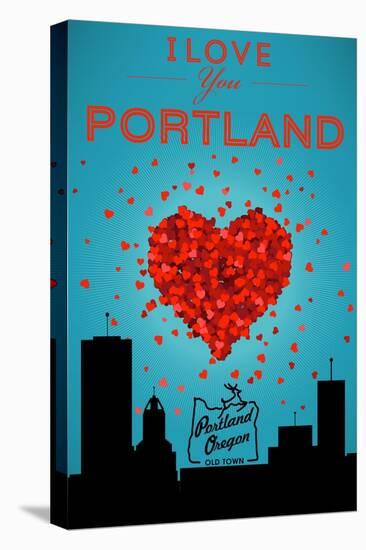 I Love You Portland, Oregon-Lantern Press-Stretched Canvas