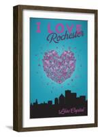 I Love You Rochester, New York-Lantern Press-Framed Art Print