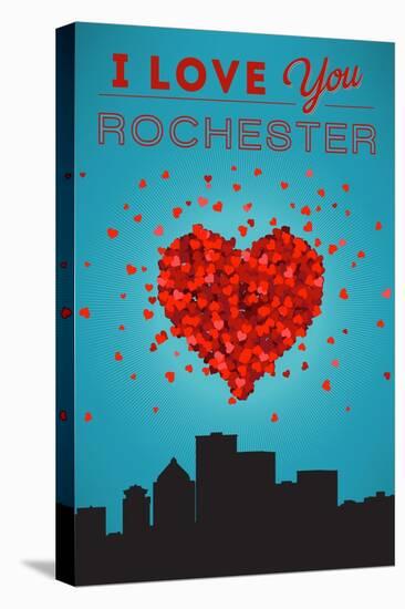 I Love You Rochester, New York-Lantern Press-Stretched Canvas