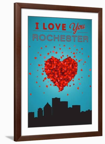 I Love You Rochester, New York-Lantern Press-Framed Art Print