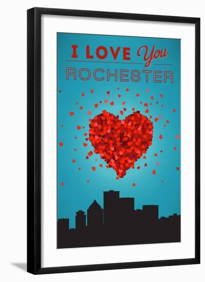 I Love You Rochester, New York-Lantern Press-Framed Art Print