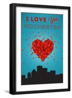 I Love You Rochester, New York-Lantern Press-Framed Art Print