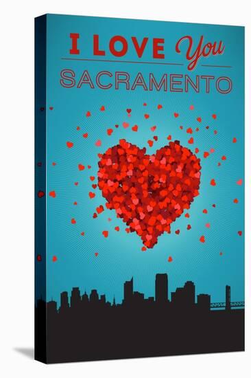 I Love You Sacramento, California-Lantern Press-Stretched Canvas