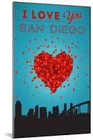 I Love You San Diego, California-Lantern Press-Mounted Art Print