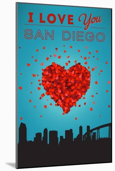 I Love You San Diego, California-Lantern Press-Mounted Art Print