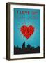 I Love You San Jose, California-Lantern Press-Framed Art Print