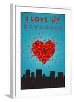 I Love You Savannah, Georgia-Lantern Press-Framed Art Print