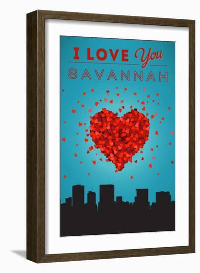 I Love You Savannah, Georgia-Lantern Press-Framed Art Print
