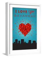 I Love You Savannah, Georgia-Lantern Press-Framed Art Print