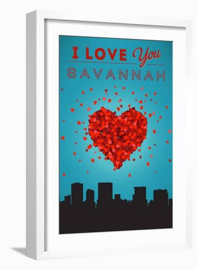 I Love You Savannah, Georgia-Lantern Press-Framed Art Print