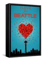 I Love You Seattle, Washington-Lantern Press-Framed Stretched Canvas