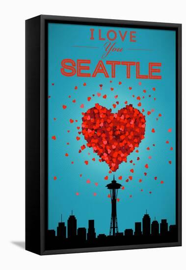 I Love You Seattle, Washington-Lantern Press-Framed Stretched Canvas