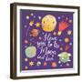 I Love You to the Moon and Back. Awesome Romantic Card with Lovely Planets, Moon, Spaceship, Starts-smilewithjul-Framed Art Print