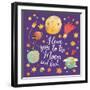 I Love You to the Moon and Back. Awesome Romantic Card with Lovely Planets, Moon, Spaceship, Starts-smilewithjul-Framed Art Print