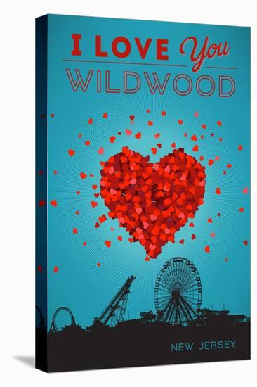 I Love You Wildwood, New Jersey-Lantern Press-Stretched Canvas