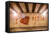 I Love You with Heart Painted as Graffiti-Semmick Photo-Framed Stretched Canvas