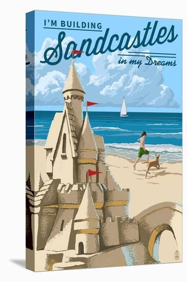 I'm Building Sandcastles in My Dreams-Lantern Press-Stretched Canvas