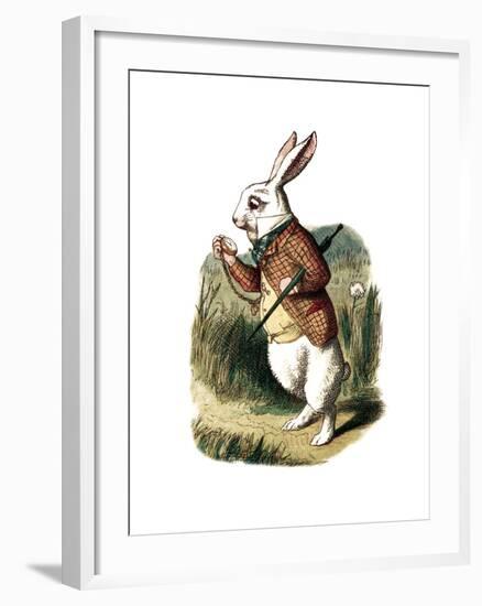 "I'm Late" Alice in Wonderland White Rabbit by John Tenniel-Piddix-Framed Art Print