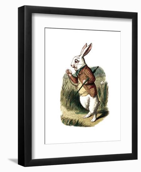 "I'm Late" Alice in Wonderland White Rabbit by John Tenniel-Piddix-Framed Art Print