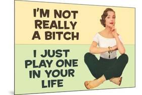 I'm Not Really a Bitch I Just Play One in Your Life Funny Poster Print-Ephemera-Mounted Poster