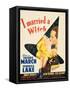 I Married a Witch, Veronica Lake and Fredric March on window card, 1942-null-Framed Stretched Canvas