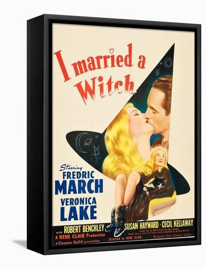 I Married a Witch, Veronica Lake and Fredric March on window card, 1942-null-Framed Stretched Canvas