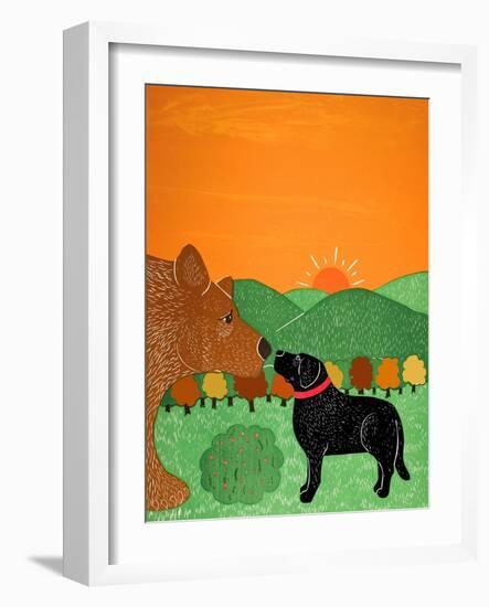 I Meet A Bear Black Autumn-Stephen Huneck-Framed Giclee Print