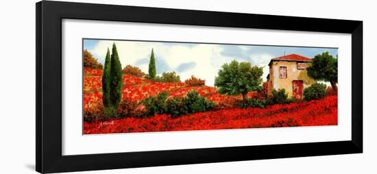 I Papaveri Sulle Colline-Guido Borelli-Framed Art Print