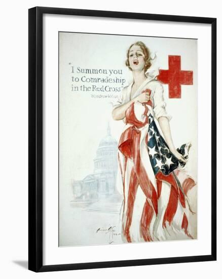 I Summon You to Comradeship in the Red Cross, Woodrow Wilson-Harrison Fisher-Framed Art Print