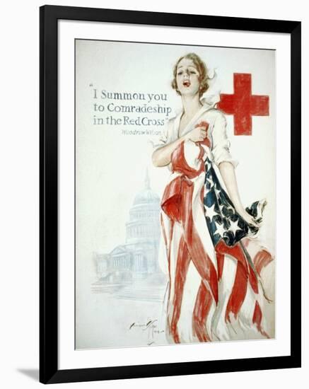 I Summon You to Comradeship in the Red Cross, Woodrow Wilson-Harrison Fisher-Framed Art Print