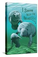 I Swam with Manatees-Lantern Press-Stretched Canvas