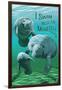 I Swam with Manatees-Lantern Press-Framed Art Print