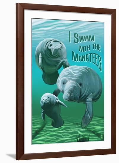 I Swam with Manatees-Lantern Press-Framed Art Print