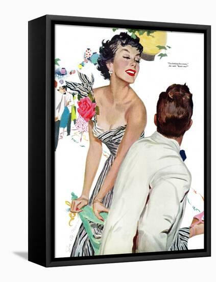 I Want A Man  - Saturday Evening Post "Leading Ladies", April 15, 1950 pg.40-Joe deMers-Framed Stretched Canvas