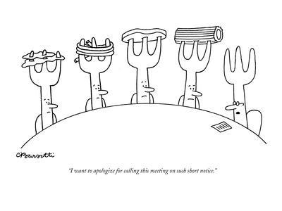 I want to apologize for calling this meeting on such short notice." - New  Yorker Cartoon' Premium Giclee Print - Charles Barsotti | AllPosters.com