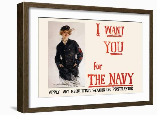 I Want You for the Navy, c.1917-Howard Chandler Christy-Framed Art Print