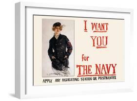 I Want You for the Navy, c.1917-Howard Chandler Christy-Framed Art Print