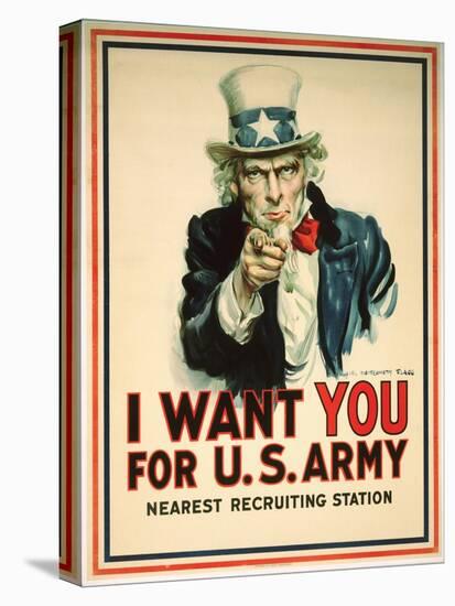 I Want You for the U.S. Army Recruitment Poster-James Montgomery Flagg-Stretched Canvas