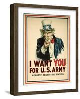 I Want You for the U.S. Army Recruitment Poster-James Montgomery Flagg-Framed Premium Giclee Print