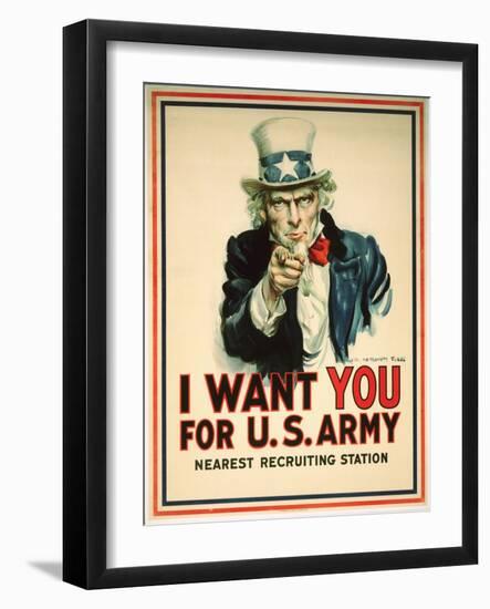 I Want You for the U.S. Army Recruitment Poster-James Montgomery Flagg-Framed Premium Giclee Print