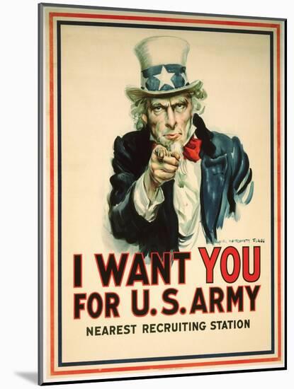 I Want You for the U.S. Army Recruitment Poster-James Montgomery Flagg-Mounted Premium Giclee Print