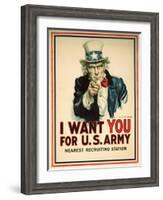 I Want You for the U.S. Army Recruitment Poster-James Montgomery Flagg-Framed Giclee Print