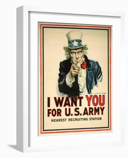 I Want You for the U.S. Army Recruitment Poster-James Montgomery Flagg-Framed Giclee Print