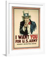 I Want You for the U.S. Army Recruitment Poster-James Montgomery Flagg-Framed Giclee Print