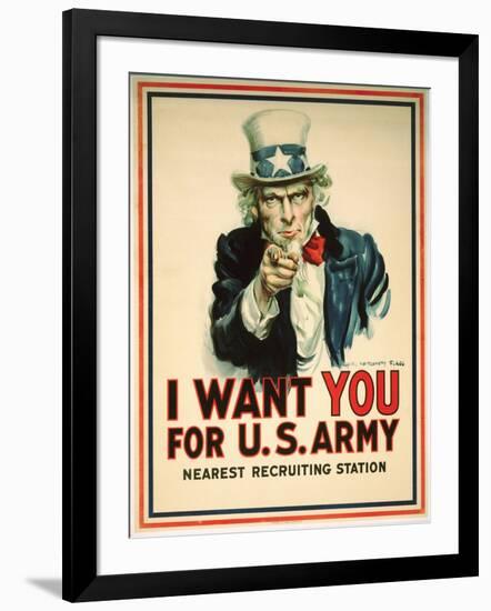 I Want You for the U.S. Army Recruitment Poster-James Montgomery Flagg-Framed Giclee Print