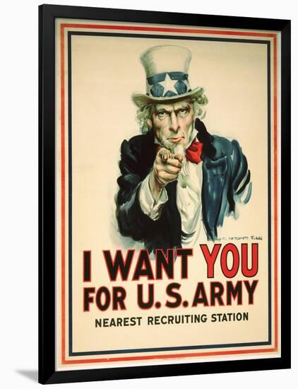 I Want You for the U.S. Army Recruitment Poster-James Montgomery Flagg-Framed Giclee Print